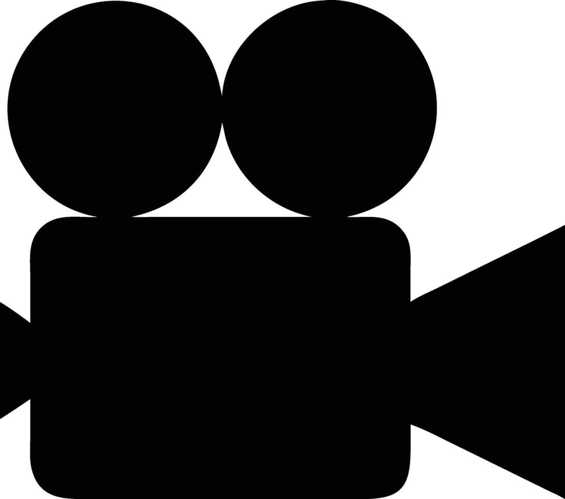 A classic movie camera icon with the traditional reel and body shape vector