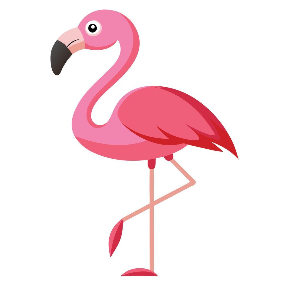 Standing Pink Flamingo vector