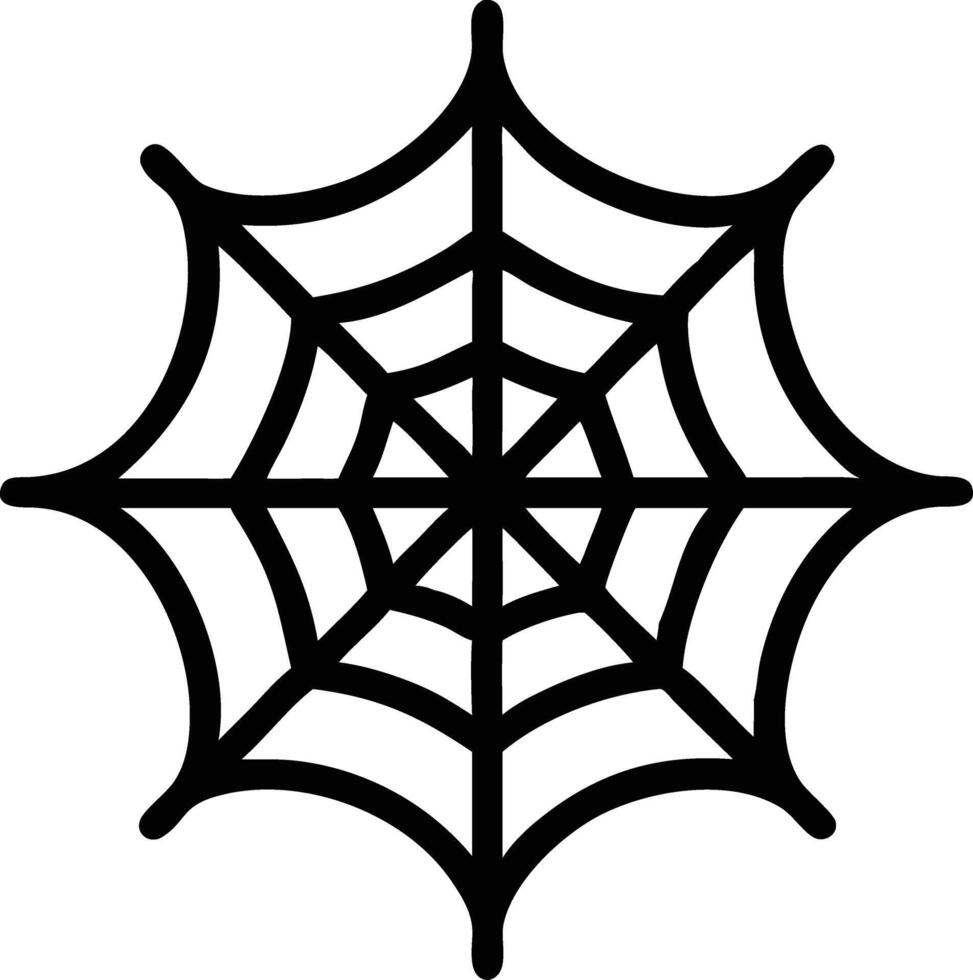 A black spiderweb icon creates a creepy and spooky Halloween outline decoration vector