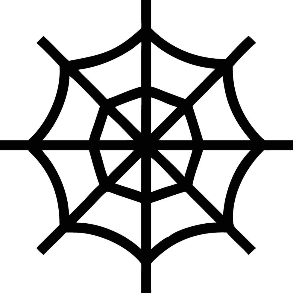 A silhouette shows an intricately formed spider web in black lines on white vector