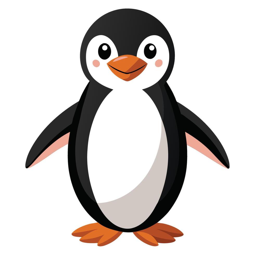 Isolated Penguin Character with Black, White, Orange Color vector
