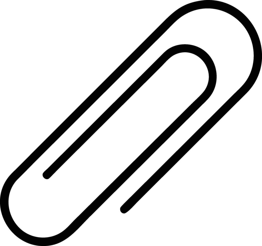 A simple stationery paperclip is displayed against a clean white background in this view vector