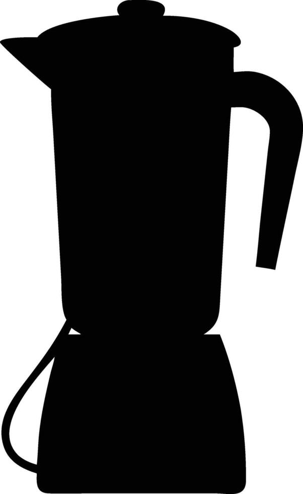 A black silhouette represents a kitchen blender with a handle and lid on top vector