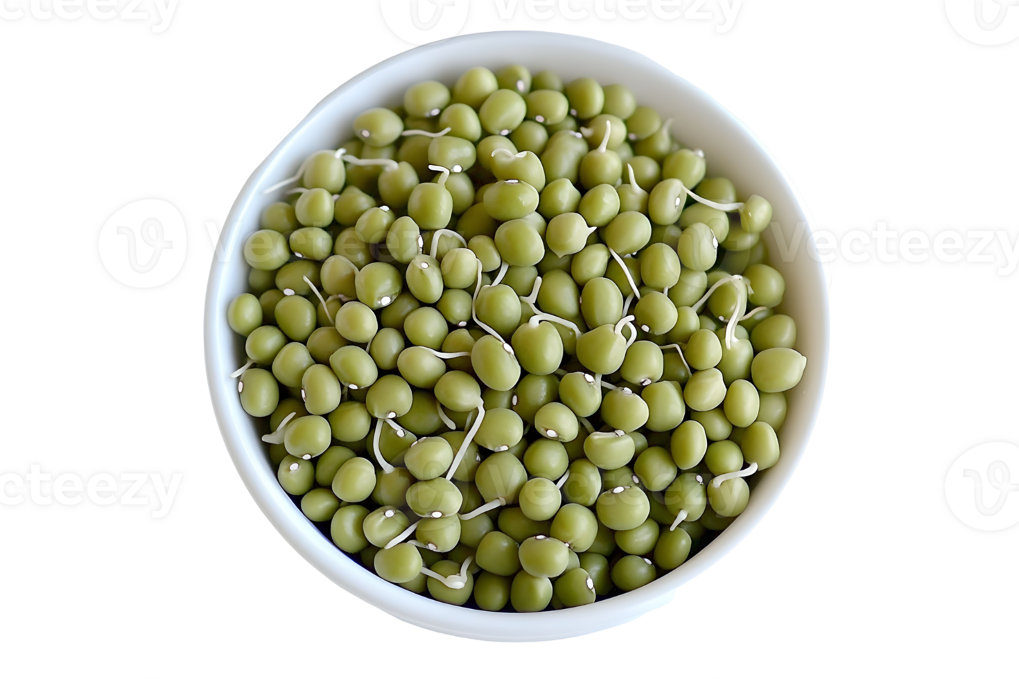 Sprouted Green Peas In White Bowl png