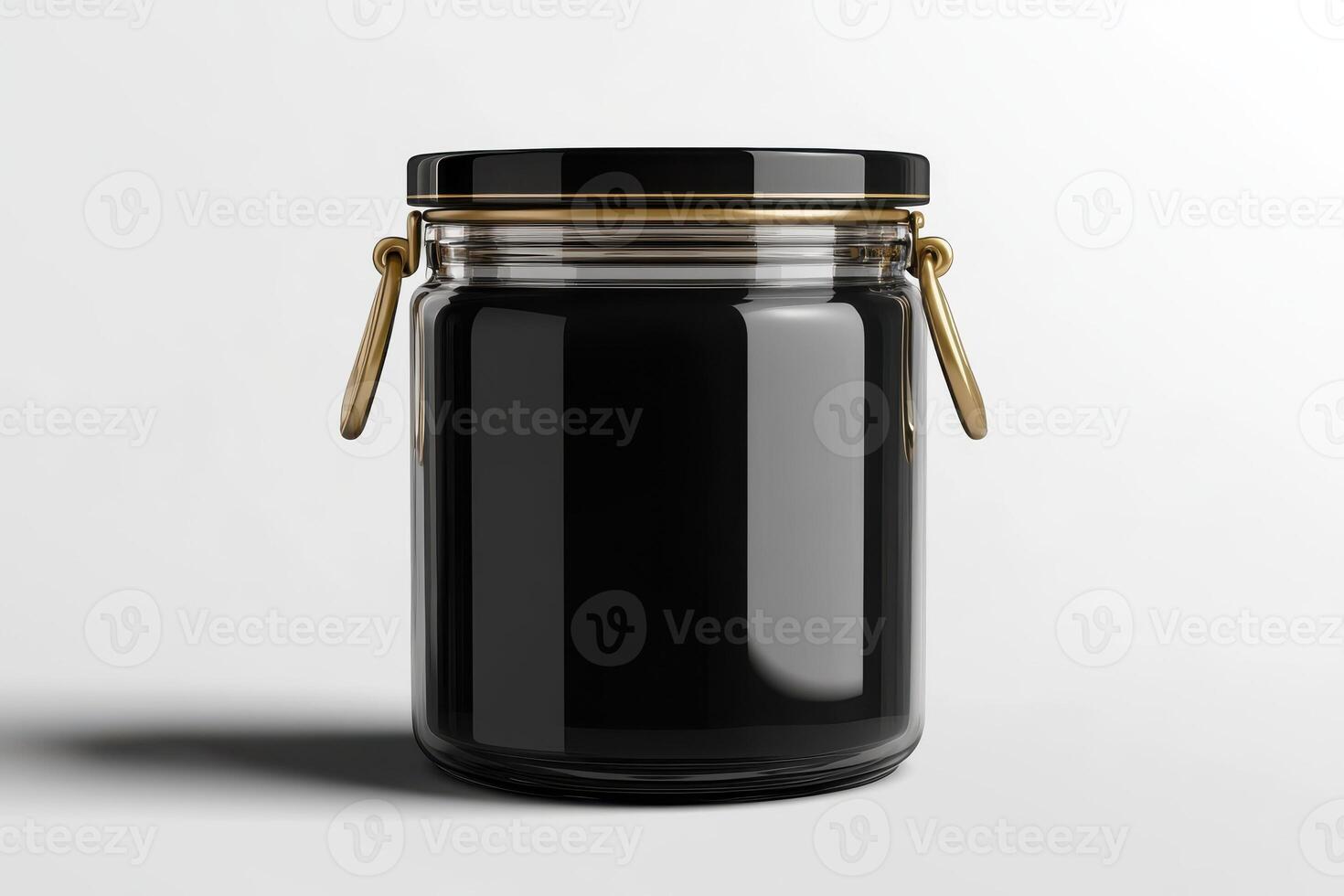 Empty Glass Jar With Lid 3D black briefcase with gold clasps and a sleek handle photo