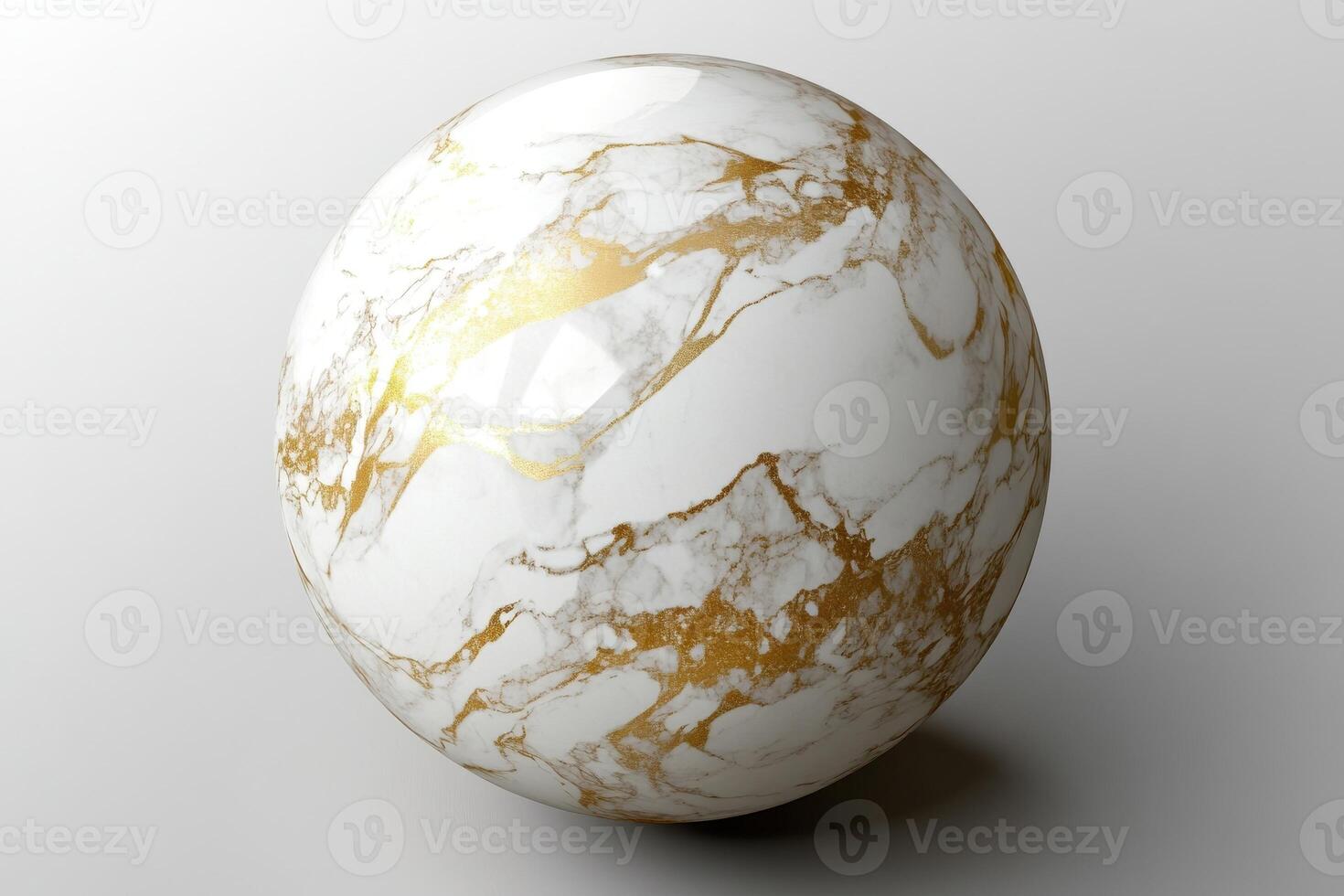 White and gold sphere with flowing marble veins and intricate golden lines, showcasing a luxurious and elegant design, isolated on transparent background photo