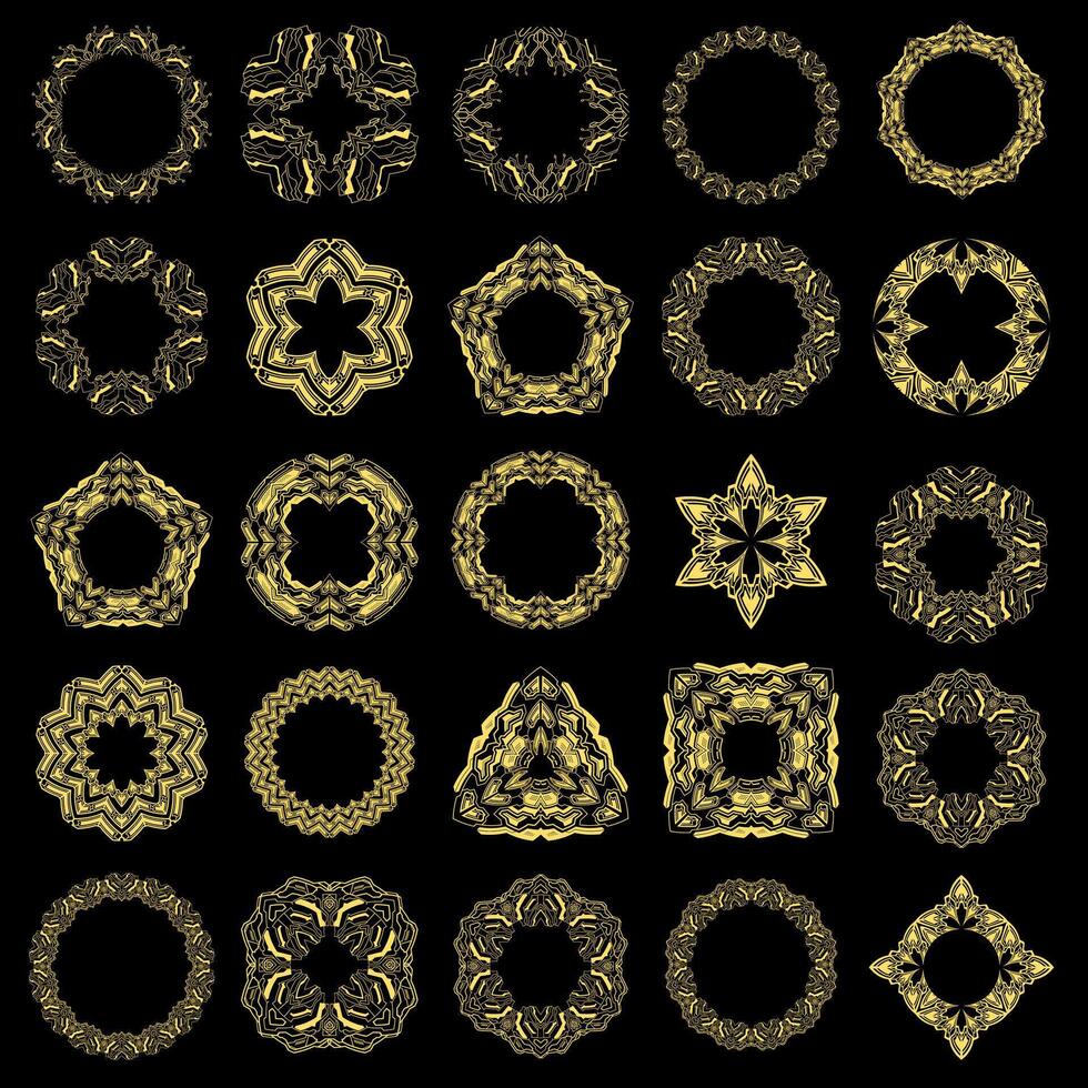 echno Cyber Gold Ornament Collection Design vector