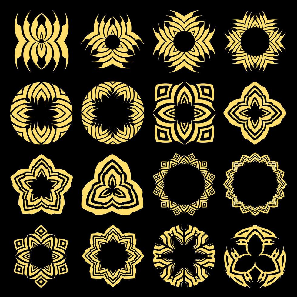 remium Golden Geometric Elements with Black Background vector