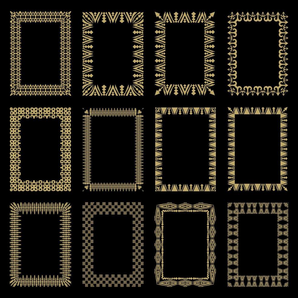 raditional Ethnic Aceh Malay Motif Gold Border Frame vector