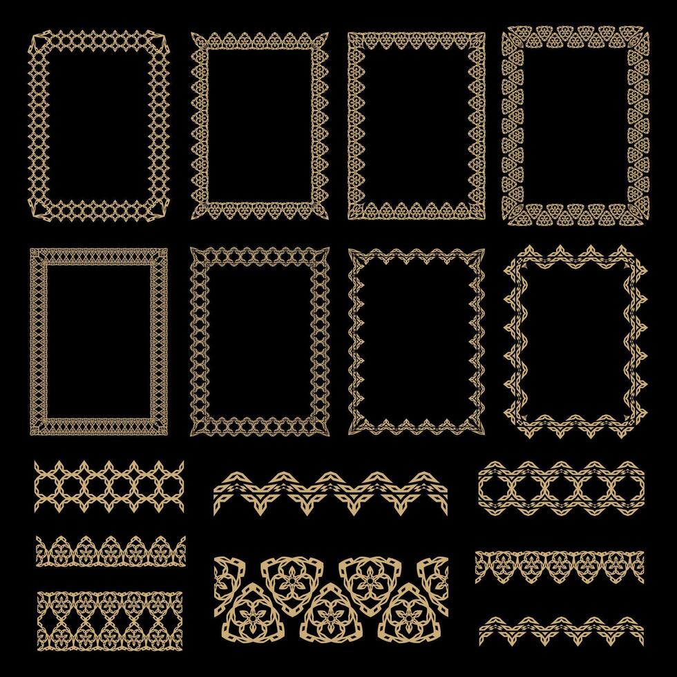 Traditional Ethnic Islamic Motif Gold Frame Template vector