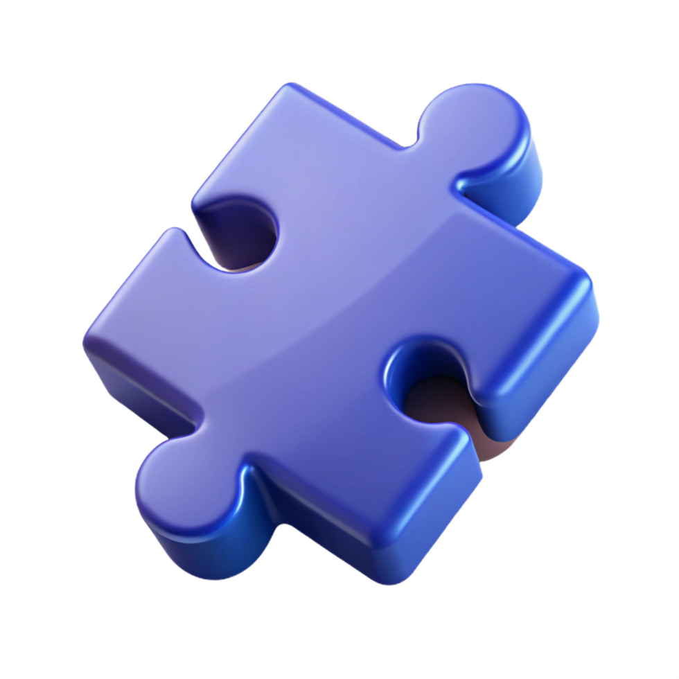A blue 3D puzzle piece represents a vital connection in the jigsaw of business strategy, symbolizing a key part of the solution png