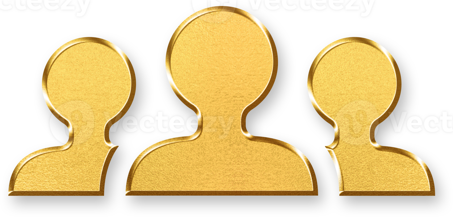 Gold Group Icon 3D Glossy Golden People Symbol with Metallic Shine and Shadowed Style for Community, Teamwork, Social Network, and User Collaboration Concepts png