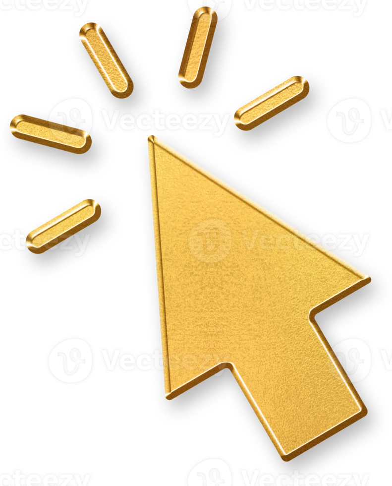 Gold Mouse Icon 3D Glossy Golden Computer Mouse Symbol with Metallic Shine and Shadowed Effect for Clicking, Navigating, and Digital Device Interaction Concepts png