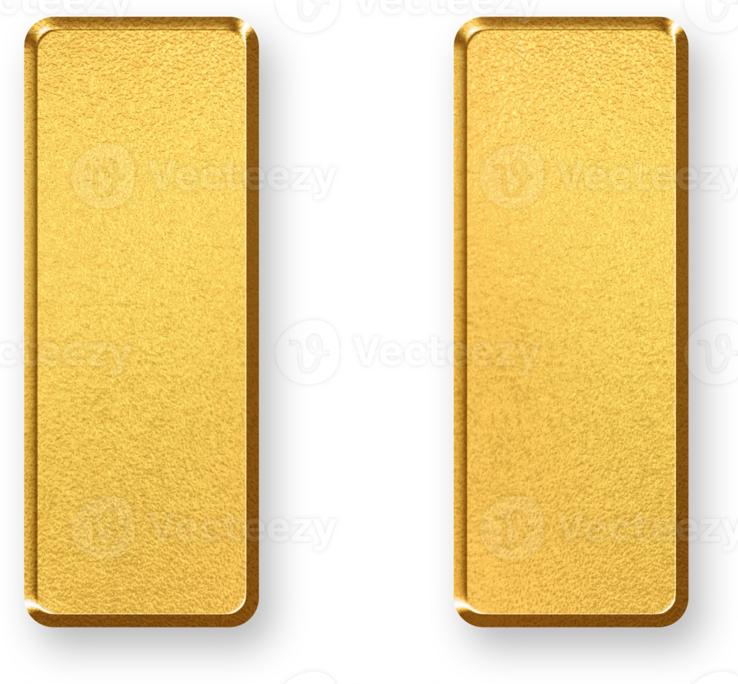 Gold Pause Icon 3D Glossy Golden Pause Symbol with Metallic Shine and Shadowed Effect for Media Controls, Playback, and Audio Streaming Applications png