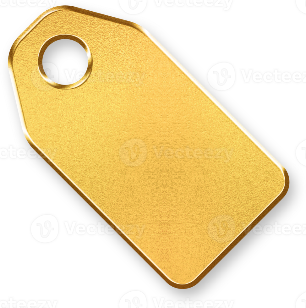 Gold Price Tag Icon 3D Glossy Golden Label Symbol with Metallic Shine and Shadowed Effect for Sales, Discounts, Offers, and E commerce Product Promotions png