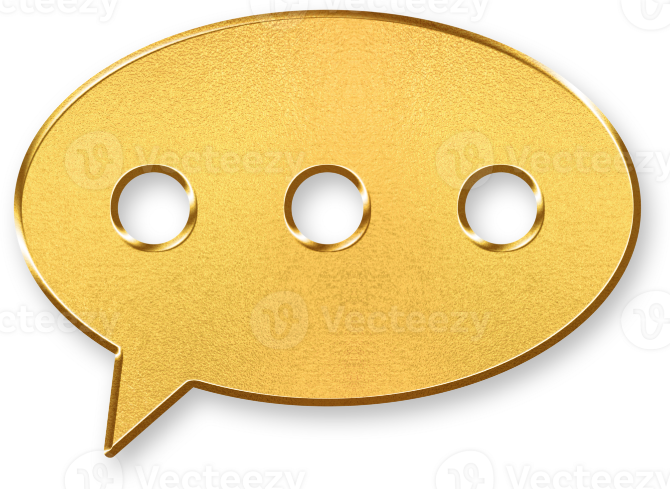 Gold Chat Icon 3D Golden Speech Bubble Symbol with Glossy Metallic Effect and Shadowed Look for Messaging, Online Conversations, and Communication Apps png