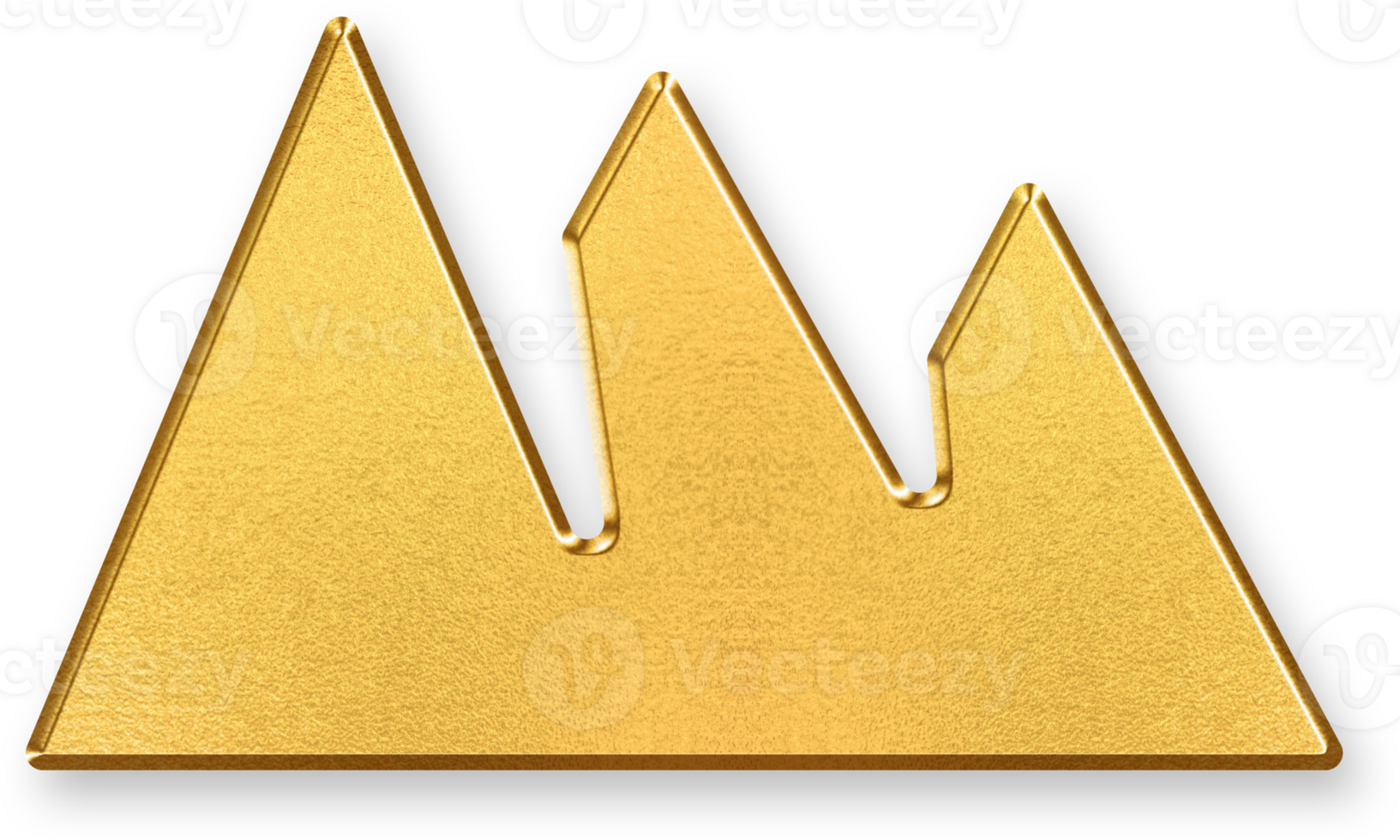 Gold Mountain Icon 3D Glossy Golden Peak Symbol with Metallic Shine and Shadowed Style for Nature, Hiking, Landscape, and Outdoor Adventure Themes png