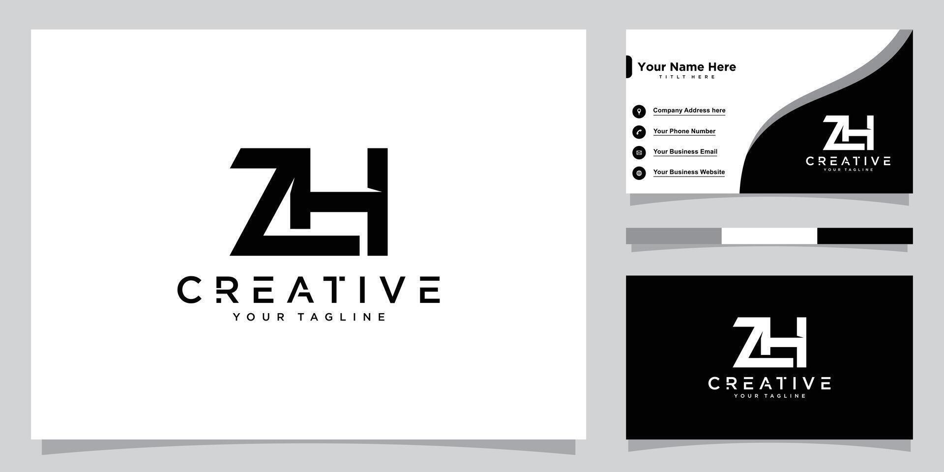 ZH Initial Letter Icon Logo Design Illustration vector