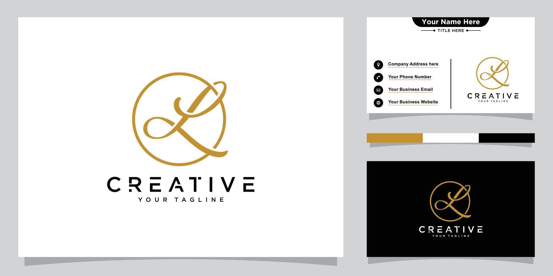 L Initial Handwriting logo template vector