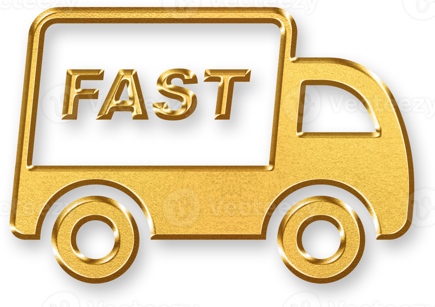 Gold Fast Express Icon 3D Glossy Golden Speed Truck Symbol with Motion Lines, Metallic Shine and Shadowed Effect for Delivery, Shipping, and Logistics Acceleration Concepts png