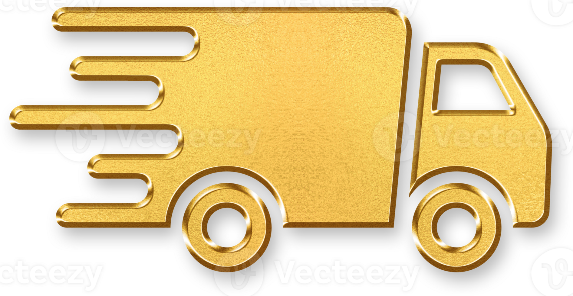 Gold Delivery Icon 3D Glossy Golden Delivery Truck Symbol with Metallic Shine and Shadowed Effect for Shipping, Logistics, and E Commerce Transportation Themes png