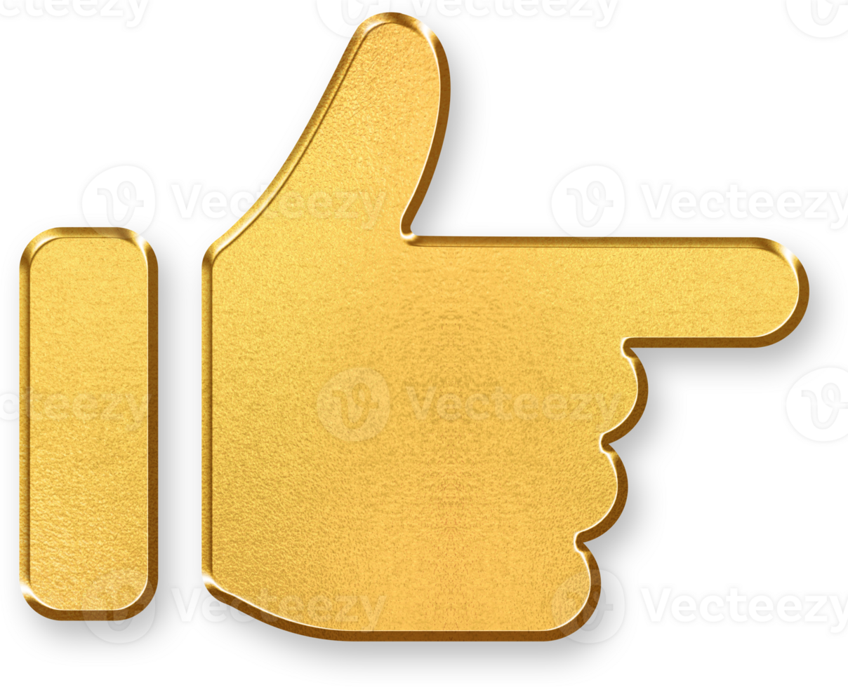 Gold Thumbs Up Icon 3D Glossy Golden Hand Gesture Symbol with Metallic Shine and Shadowed Style for Approval, Positive Feedback, and Social Interaction Concepts png