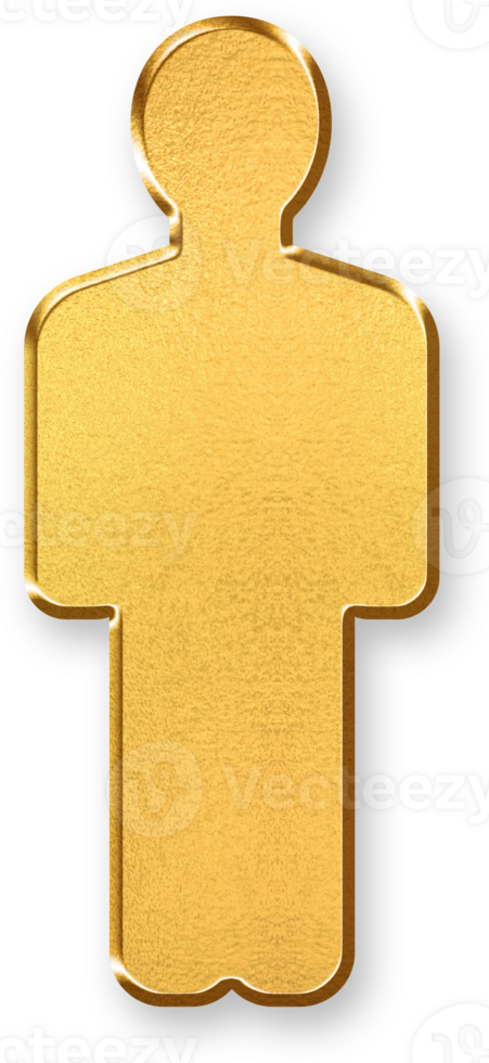 Gold Profile Icon 3D Glossy Golden User Silhouette Symbol with Metallic Shine and Shadowed Style for Personal Account, Contact Information, and Identity Representation Concepts png