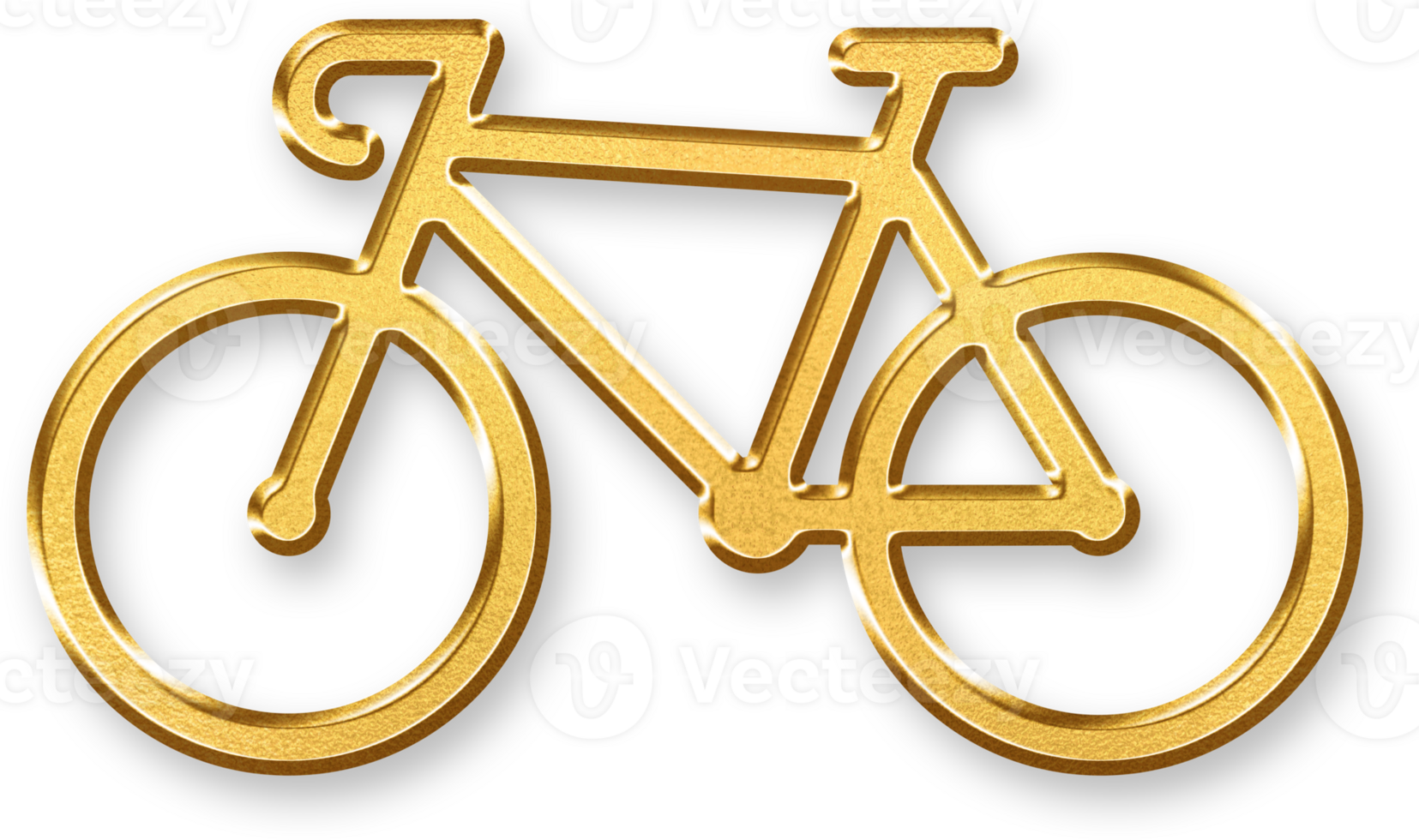 Gold Bicycle Icon 3D Glossy Golden Bike Symbol with Metallic Shine and Shadowed Style for Sports, Travel, Eco Transport, and Outdoor Adventure Design Concepts png