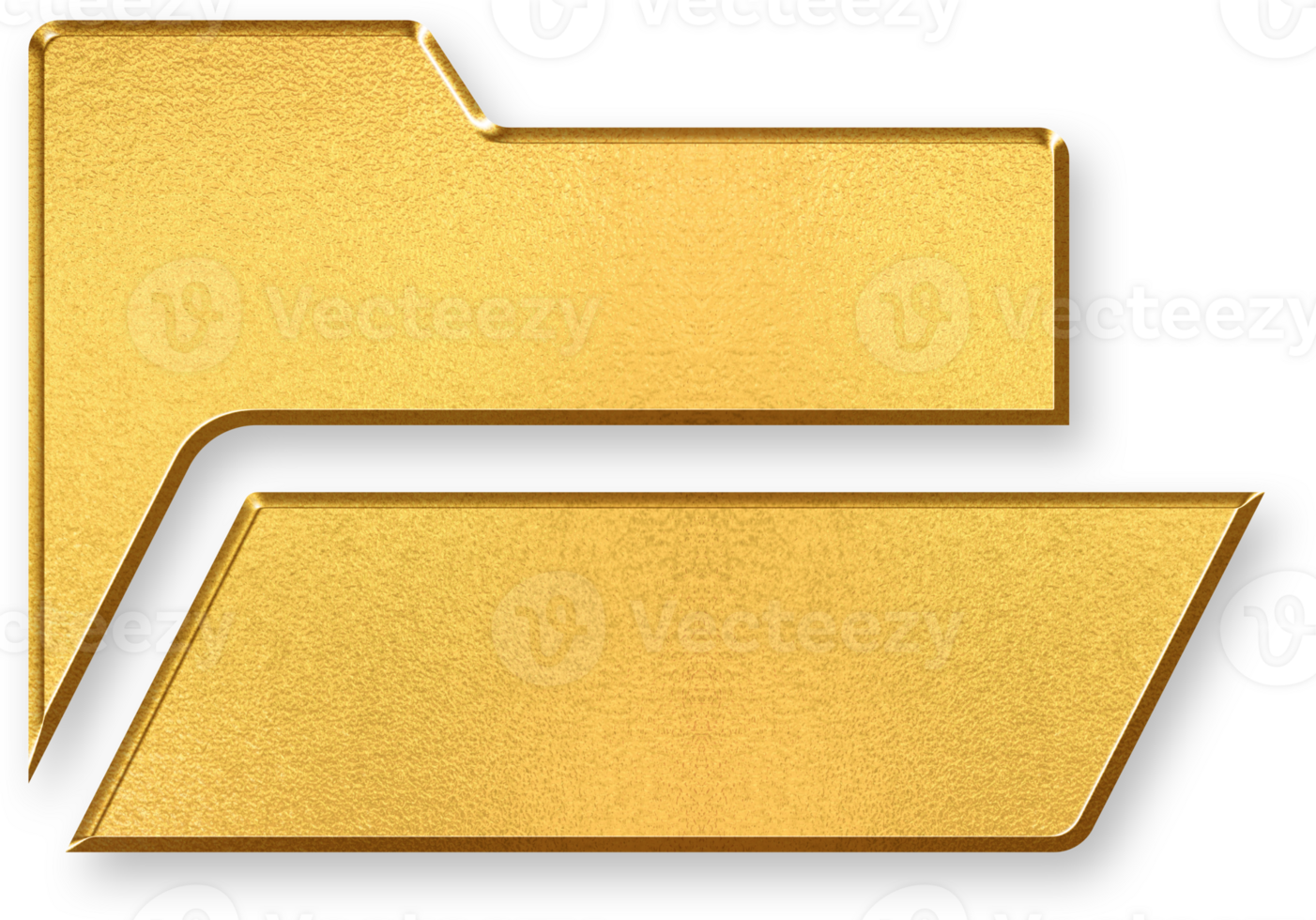 Gold Folder Icon 3D Glossy Golden Document Folder Symbol with Metallic Shine and Shadowed Effect for File Organization, Data Storage, and Office Work Design Concepts png