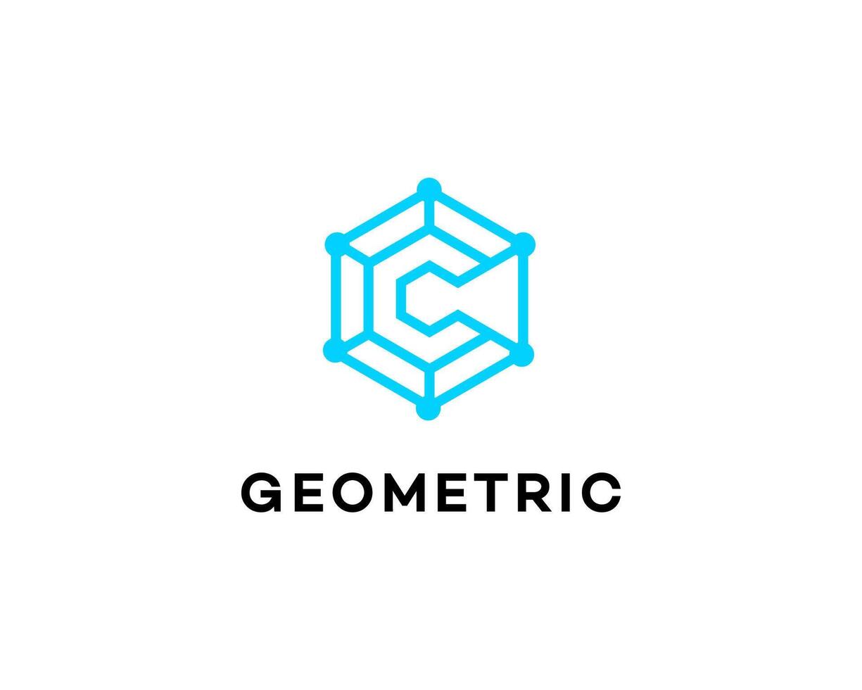 Geometric Abstract Hexagon Logo Design with Letter C vector