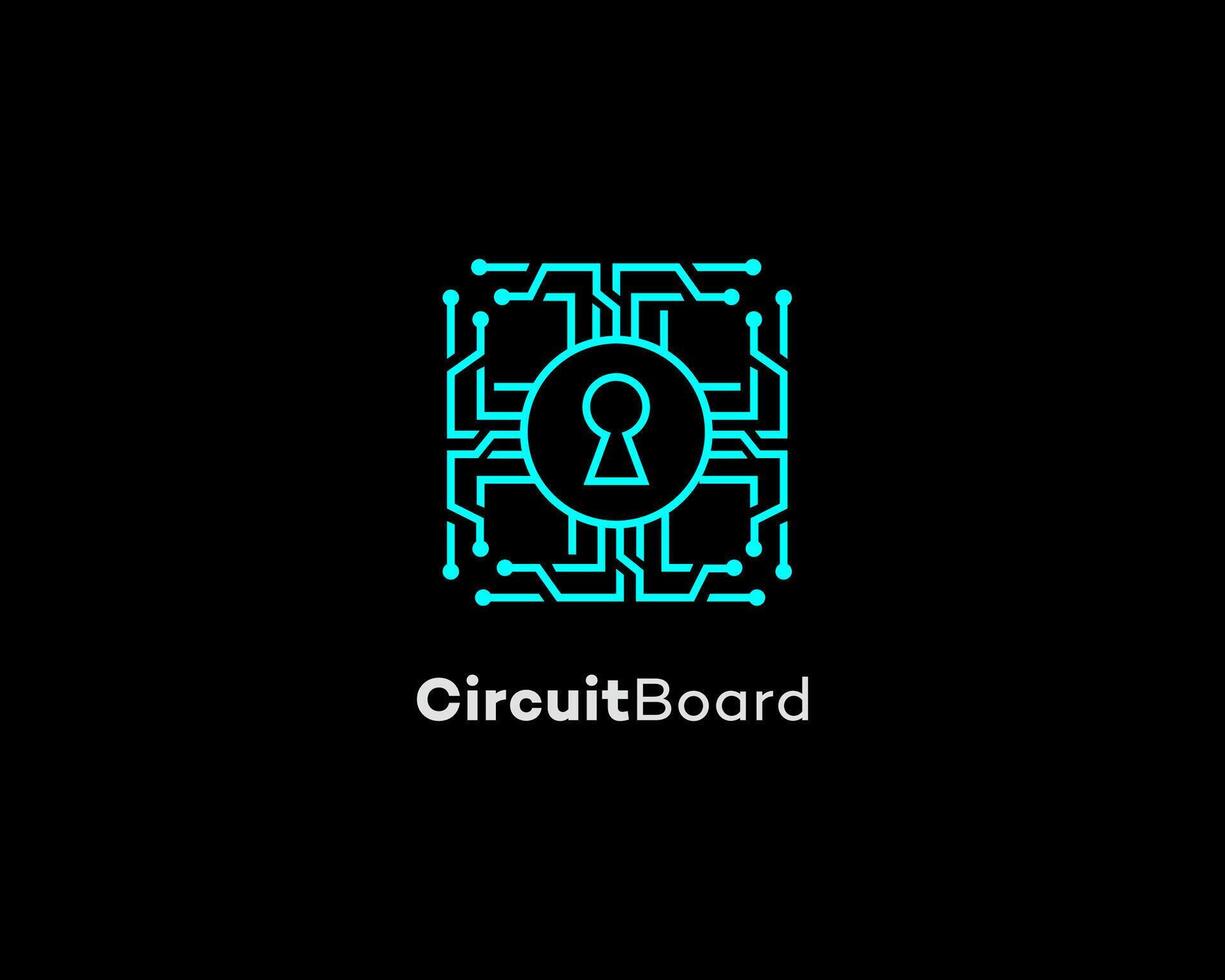 Cybersecurity Circuit Board Keyhole Digital Lock System Protection vector
