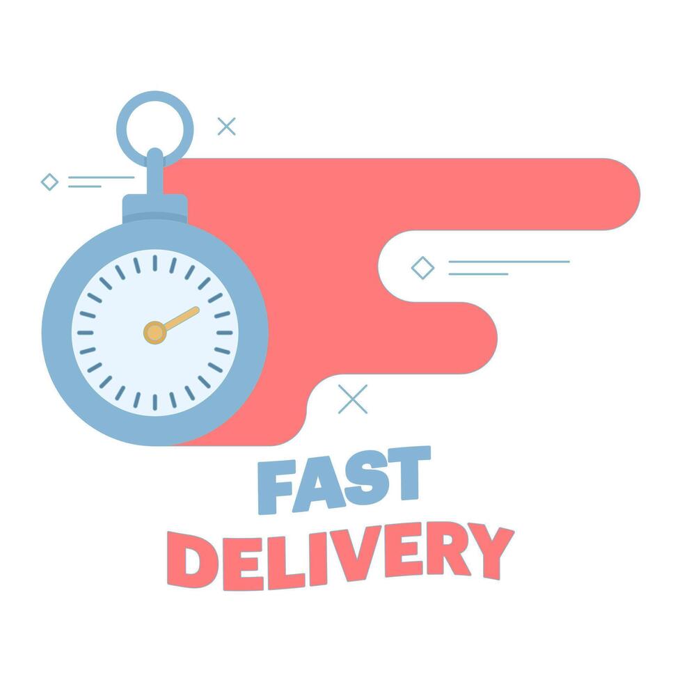 Express Delivery Service Concept. Time and express delivery. Express Delivery Banner. Stopwatch icon for express service. Flat Cartoon Design Illustration on Background. vector
