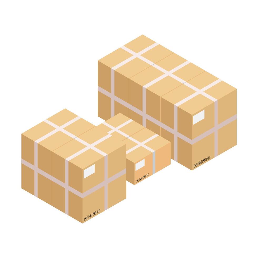 Big Stacked Boxes Isometric vector