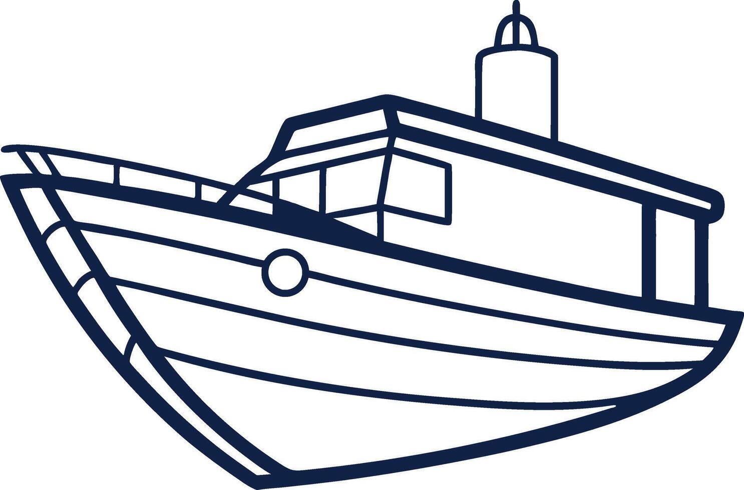 Simple Line Drawing of a Motorboat Yacht for Nautical Designs vector