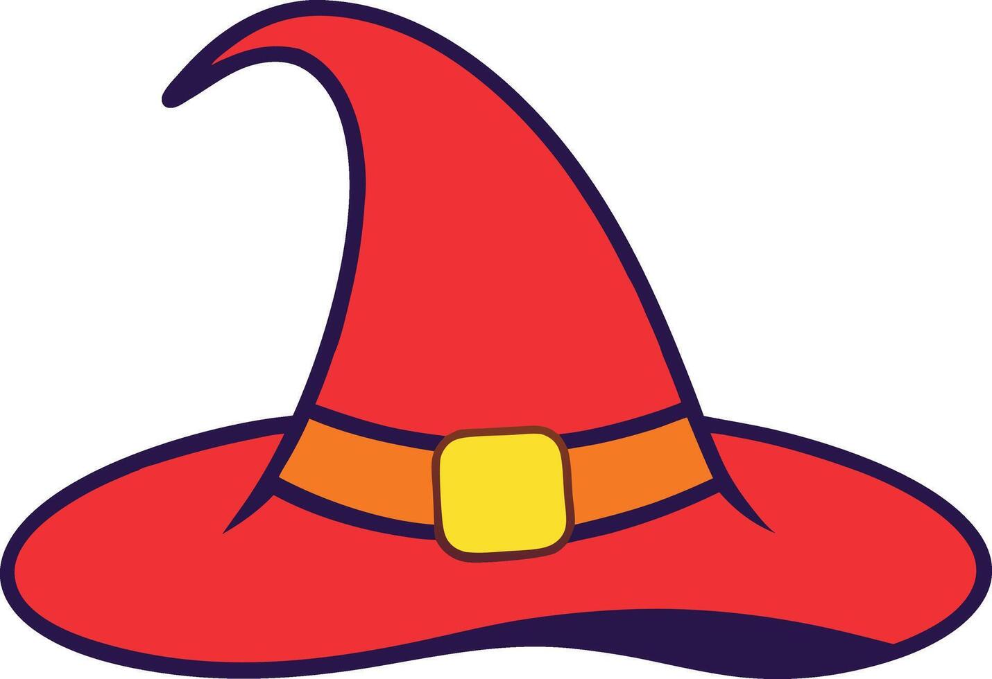 Cartoon Red Witch Hat with Orange Band and Buckle vector