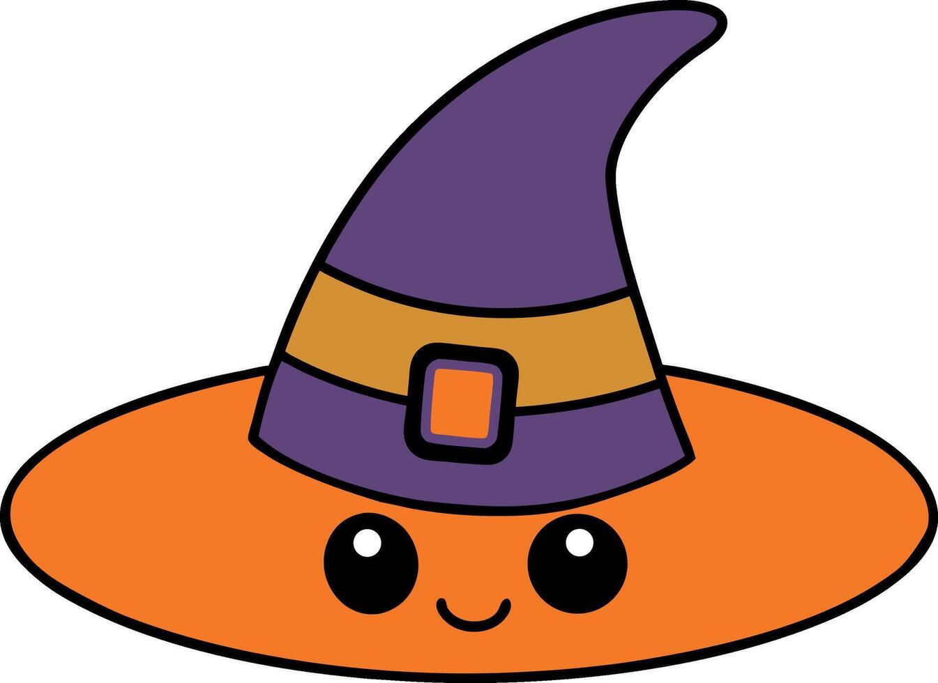 Adorable Cartoon Witch Hat with Happy Face vector