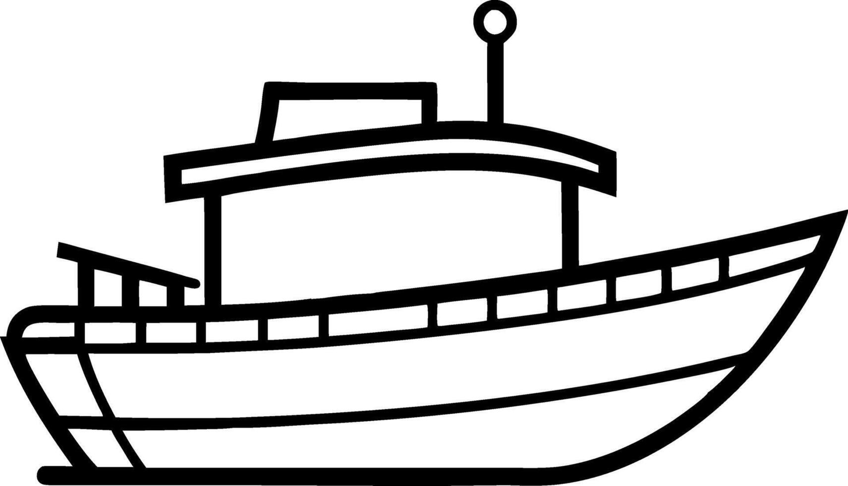Simple Line Drawing of a Small Motorboat or Fishing Vessel vector