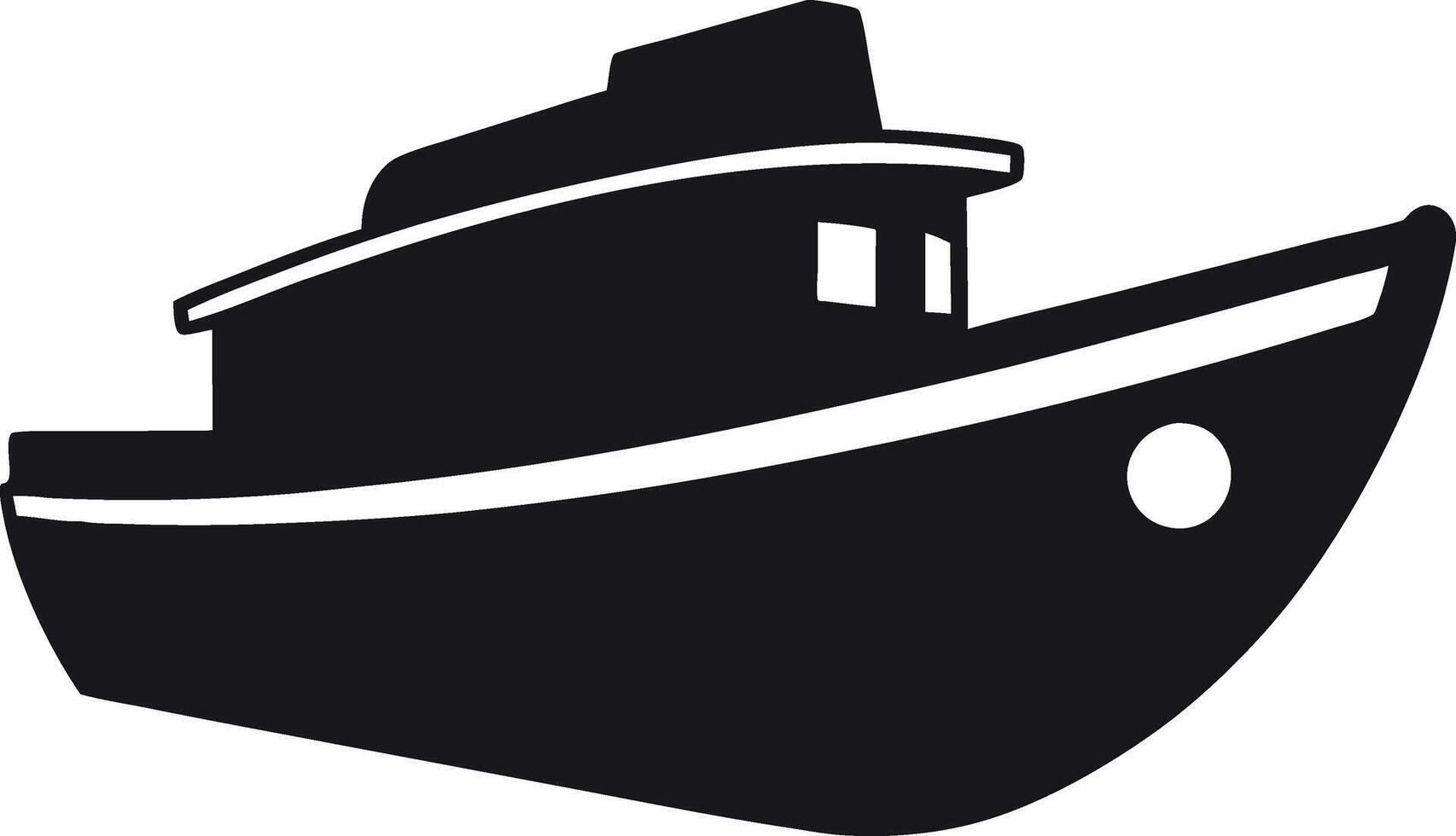 Simple Black Silhouette of a Small Motorboat or Yacht Icon vector