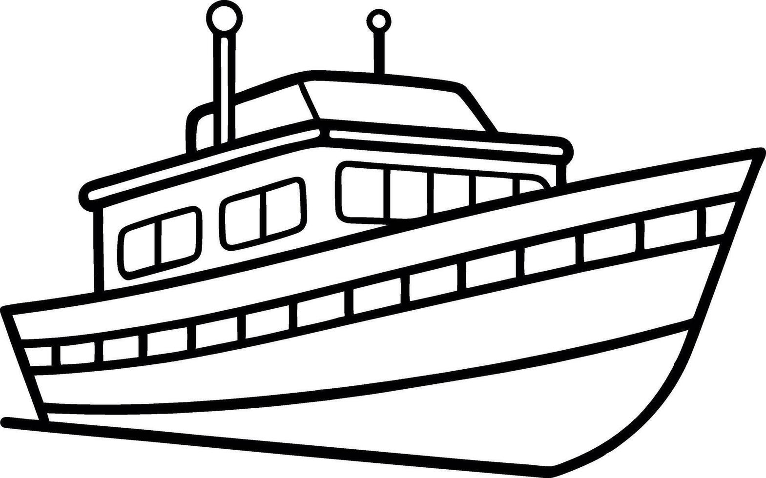 Simple Line Drawing of a Motor Yacht Boat for Kids vector