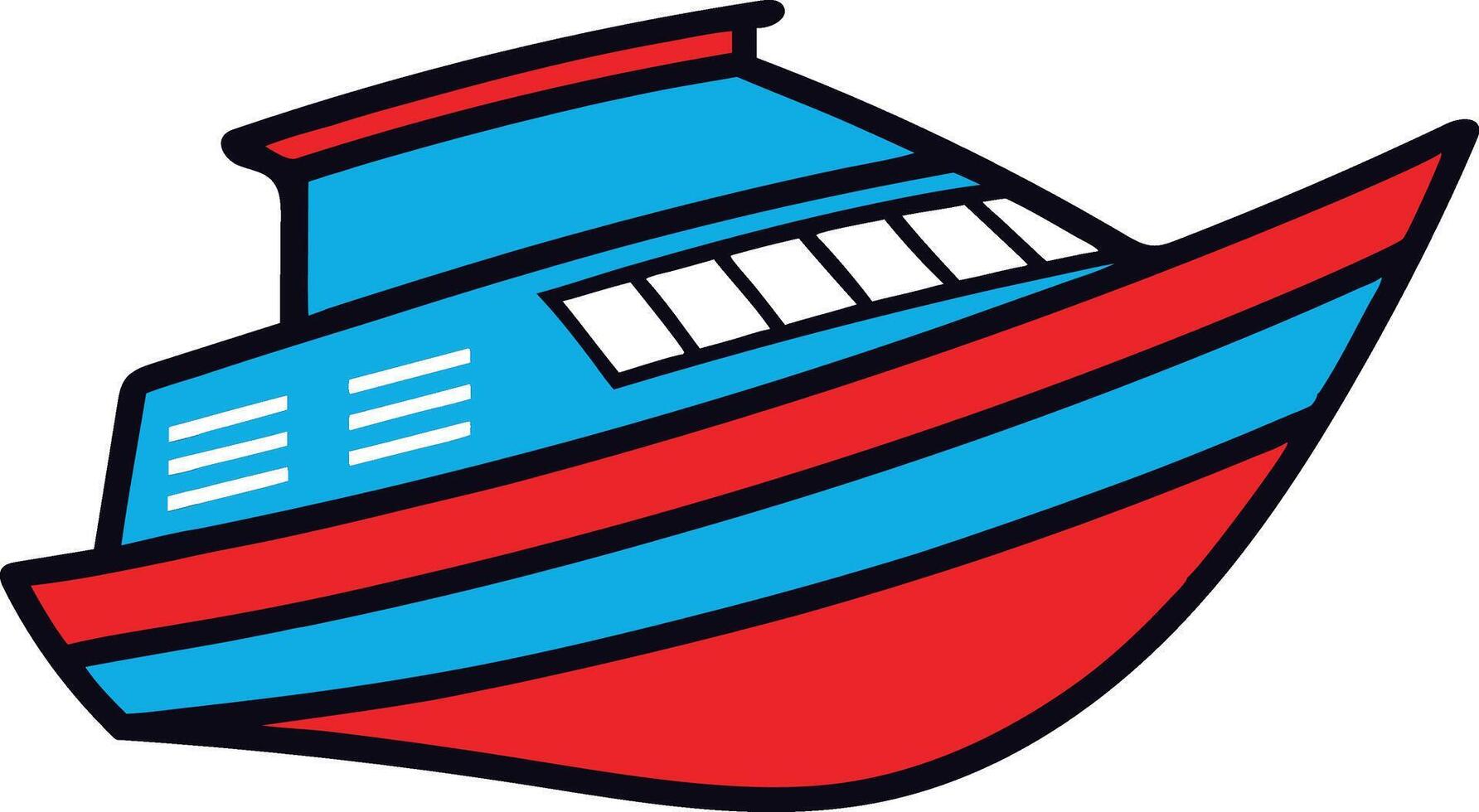 Cartoon Style Red and Blue Boat Illustration for Kids vector