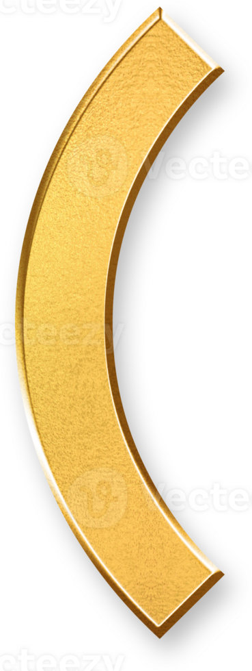 Gold Left Parenthesis Icon 3D Glossy Golden Symbol with Metallic Shine and Shadowed Style for Mathematical Expressions, Text Formatting, and Editorial or Scripted Layouts png