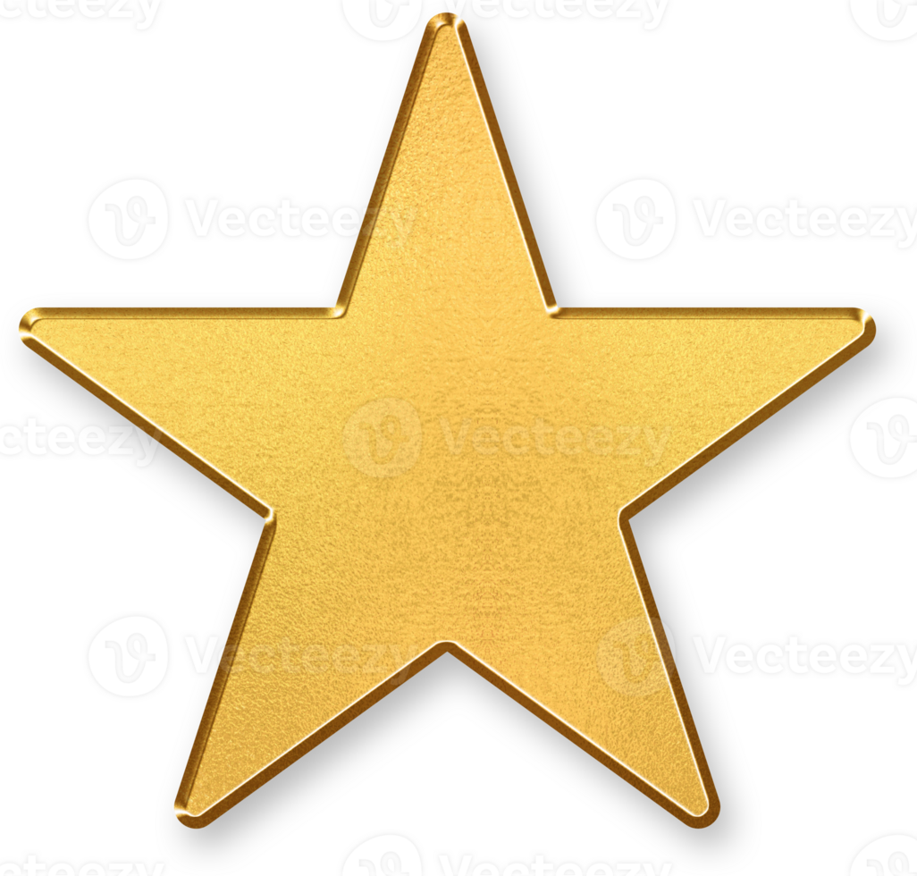 Gold Rating Icon 3D Glossy Golden Star Badge Symbol with Metallic Shine and Shadowed Style for Product Reviews, Customer Feedback, Rankings, and Quality Score Evaluation png
