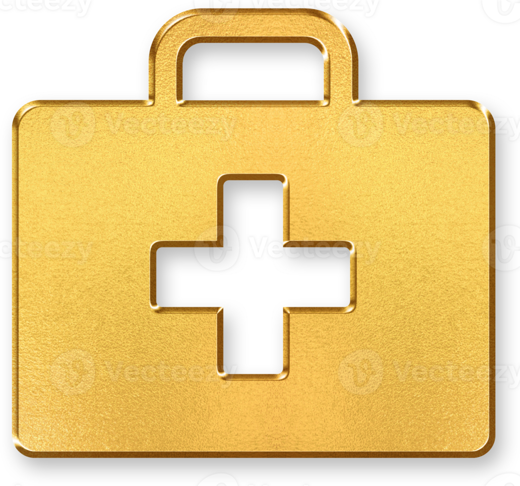 Gold Medical Icon 3D Glossy Golden Stethoscope and Cross Symbol with Metallic Shine and Shadowed Style for Healthcare, Clinics, Hospital Services, and Doctor Assistance Platforms png