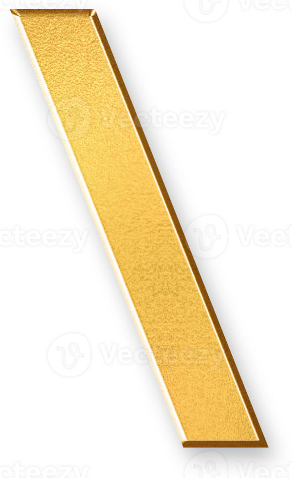 Gold Backslash Icon 3D Glossy Golden Symbol with Metallic Shine and Shadowed Style for Escape Characters, Code Paths, File Directory Syntax, and Programming Line Breaks png