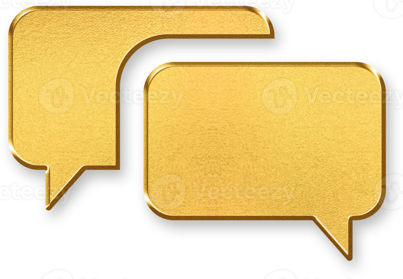 Gold Message Icon 3D Glossy Golden Speech Bubble Symbol with Metallic Shine and Shadowed Style for Chat, Text Communication, Customer Service, and Direct Messaging Applications png