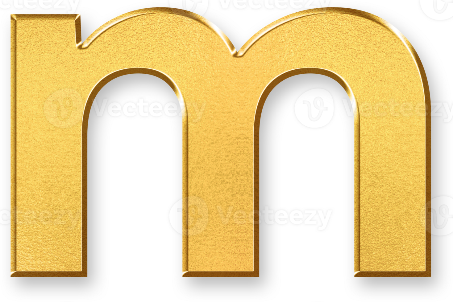 Gold Letter m Icon 3D Glossy Golden Lowercase m Symbol with Metallic Shine and Shadowed Style for Typography, Educational Resources, Alphabet Branding, and Monogram Graphic Design png