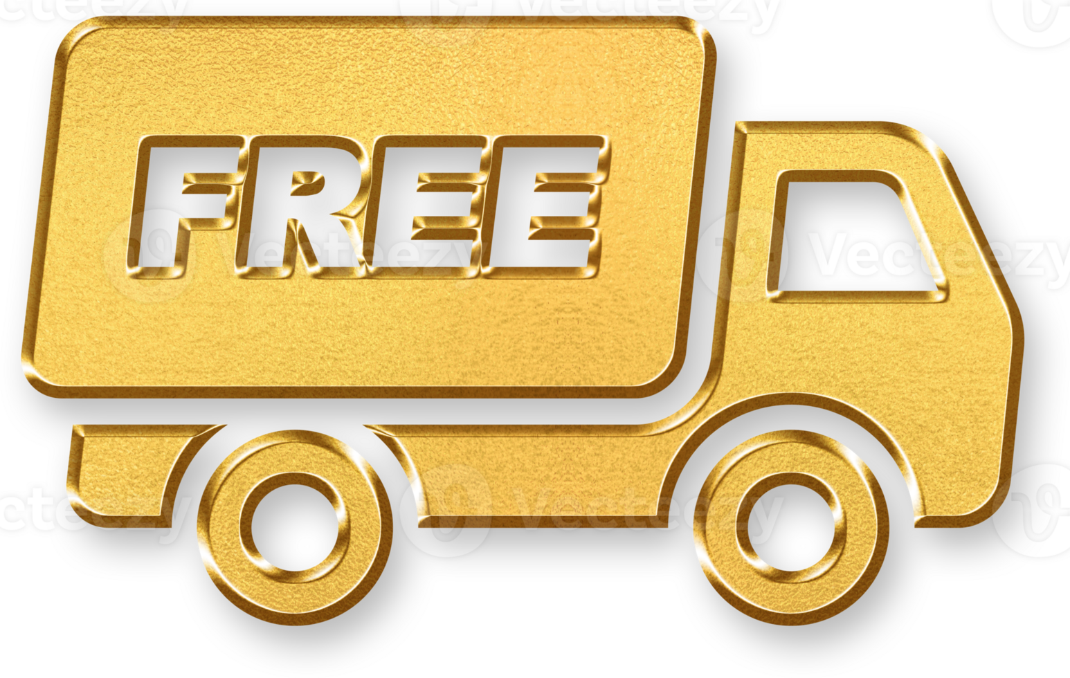 Gold Free Xpress Icon 3D Glossy Golden Lightning and Text Symbol with Metallic Shine and Shadowed Style for Free Shipping Services, Fast Logistics, and Zero Fee Delivery Promotions png
