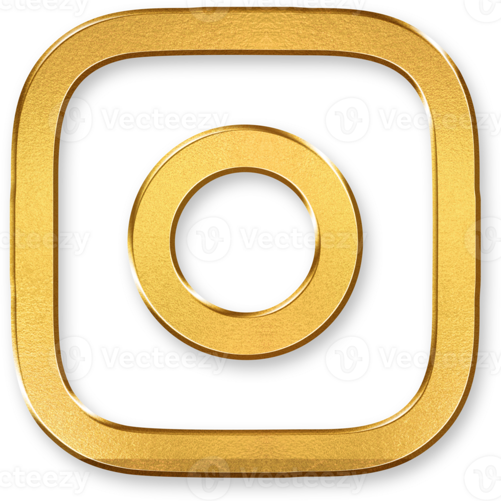 Gold Camera Logo Icon 3D Glossy Golden Camera Symbol with Metallic Shine and Shadowed Style for Photography Branding, Content Creation, Social Media Visuals, and Digital Capture Tools png