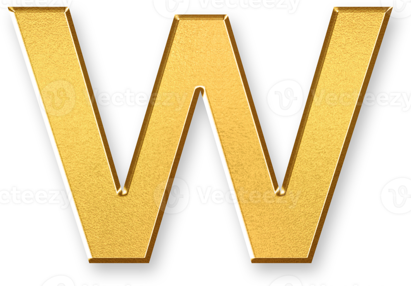 Gold Letter W Icon 3D Glossy Golden Uppercase W Symbol with Metallic Shine and Shadowed Style for Typography Projects, Monogram Branding, Educational Graphics, and Stylish Alphabet Design png
