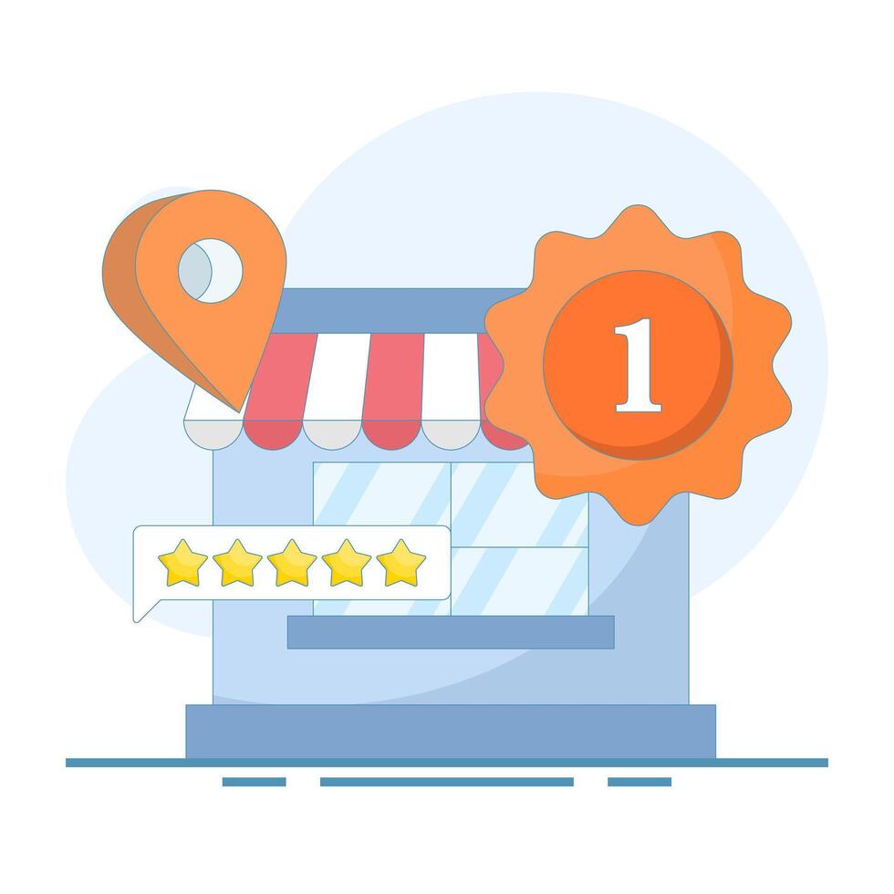 Top rated concept. Local business with top ratings and great customer reviews. Building a strong online reputation and trust and digital engagement. Modern design illustration vector